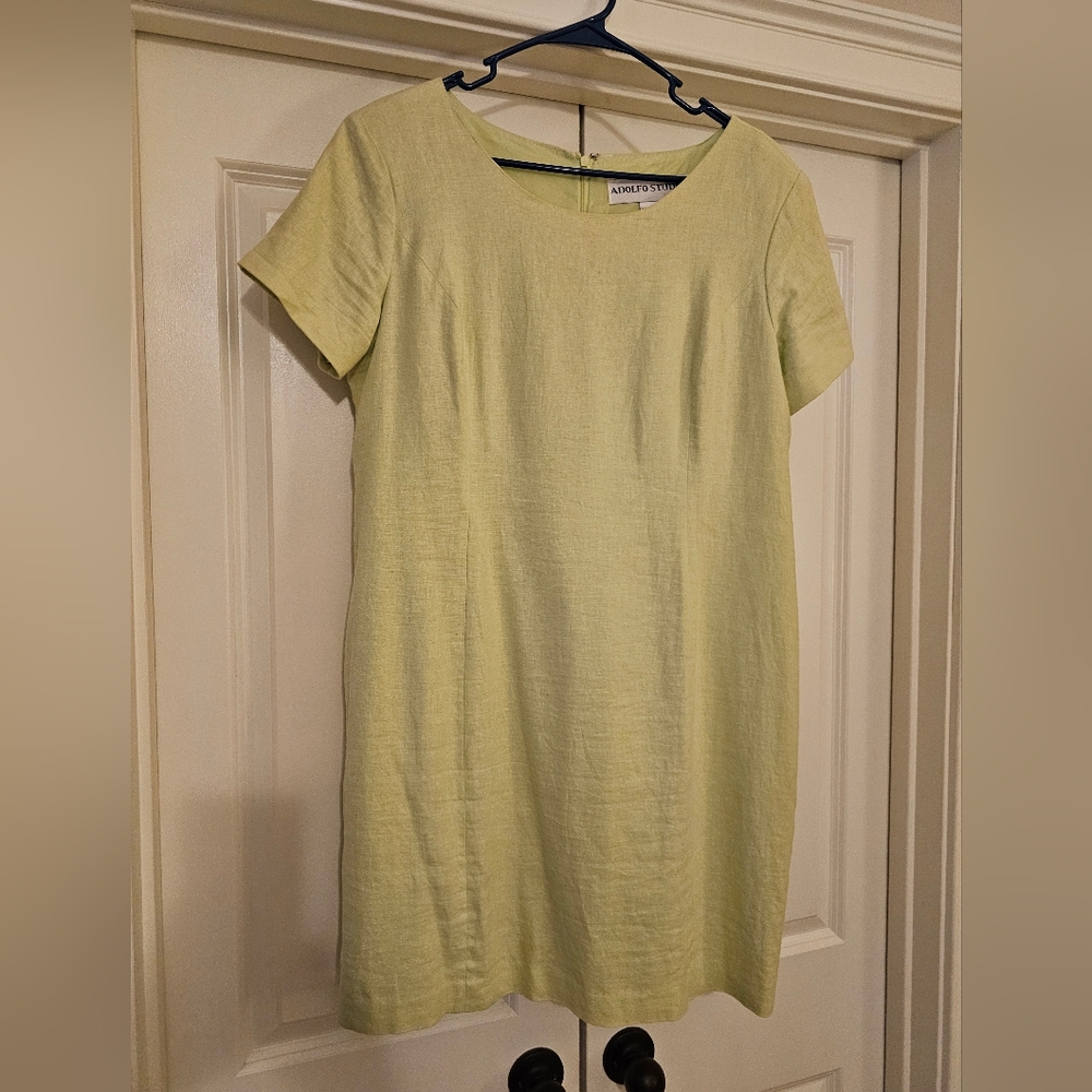 Adolf Studio linen dress. Size 14 P. I am 5'5 and it was not short at all.